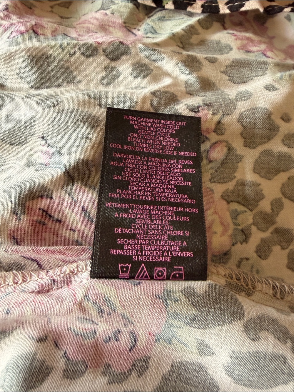 NWOT Luv Betsey by Betsey Johnson XL Maxi Dress Pink Lace Leopard Floral Roses - Picture 7 of 7